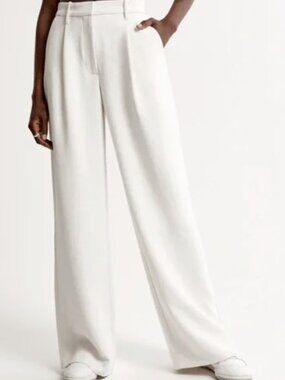Abercrombie Harper Tailored Premium Crepe Ultra-Wide Leg Trousers